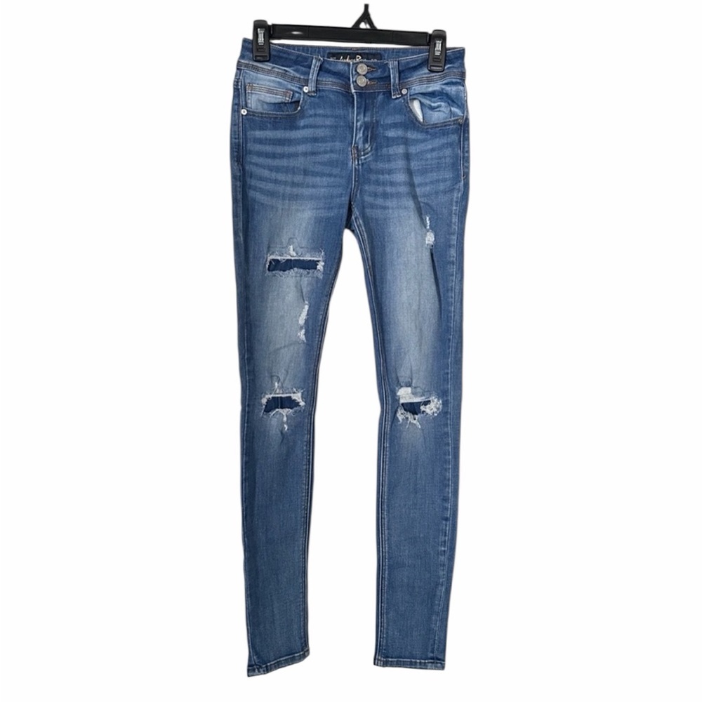 Indigo Rein Distressed Skinny Jeans in Blue Size 5 (26x27) Pre-Loved
